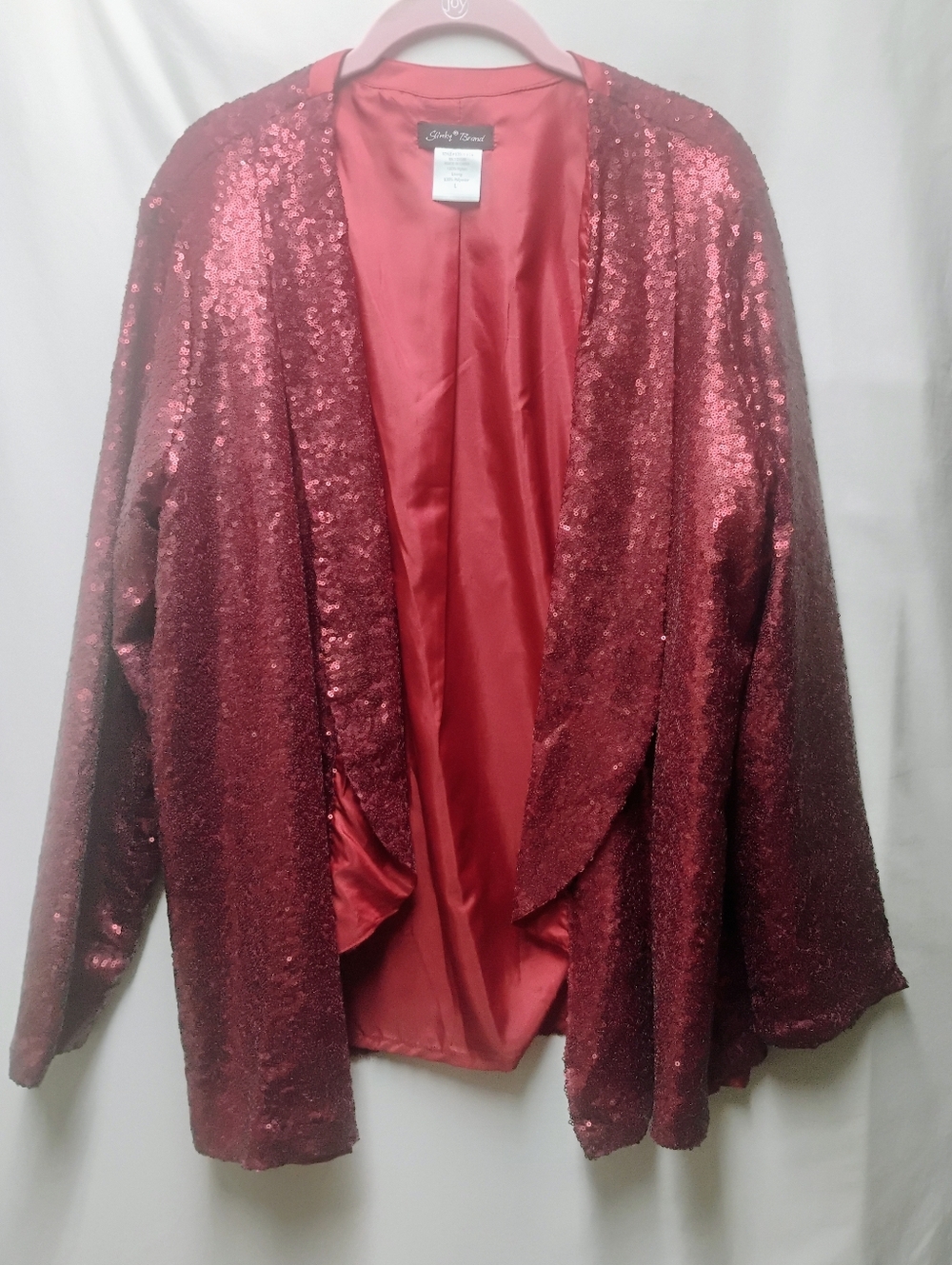 Slinky Brand Sequin Blazer in Deep Red